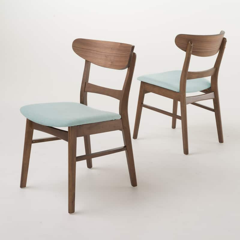 Modern Set of 2 Dining Chairs with Backrest Upholstered Seat, Rubberwood Legs, for Dining Room Living Room and Bedroom