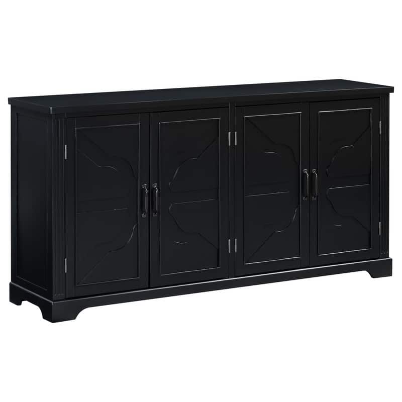 Rustic Wooden Sideboard - Pine Doors & Legs, 4 Metal Handles - Hallway, Entryway, Living or Dining Room