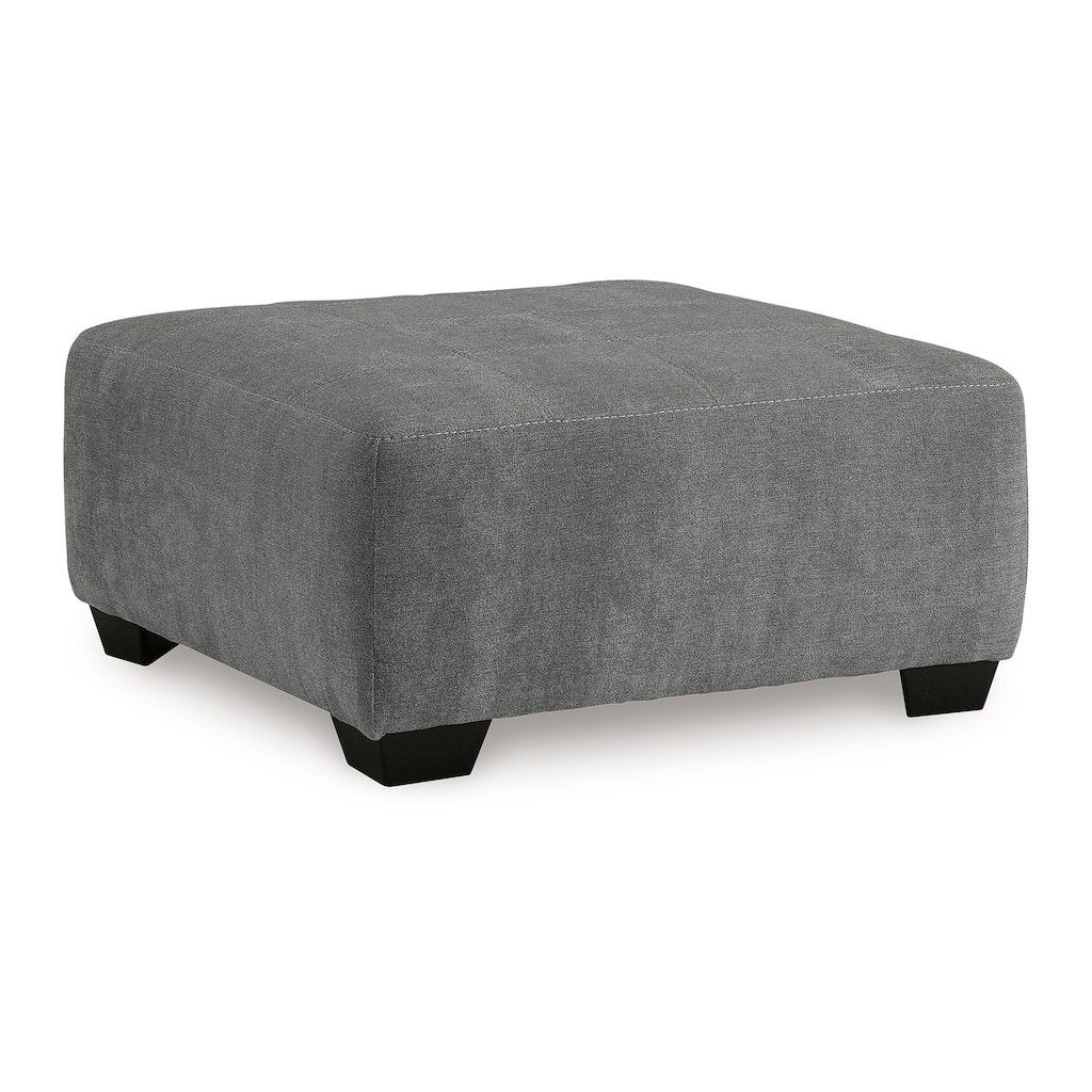 Dili Accent Ottoman, 40 Inch Square, Jumbo Stitched Gray Polyester