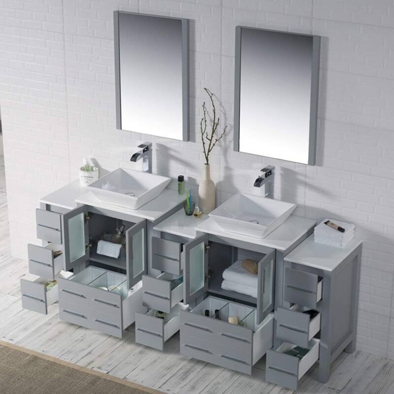 Blossom Sydney 84" Bathroom Double Sink Vanity with Cabinets & Mirrors