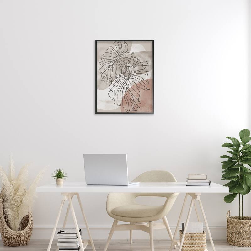 Stupell Leaf Outlines in Earth Tones Framed Giclee Art Design By Cat Thurman Designs