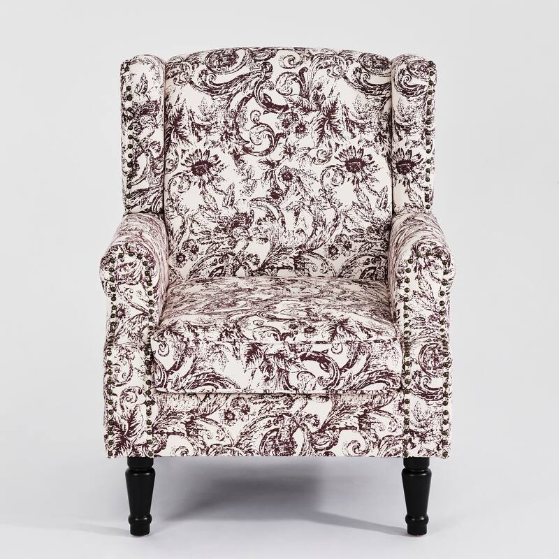 Wingback Accent Chair Nailhead Trim Living Room Reading Chair