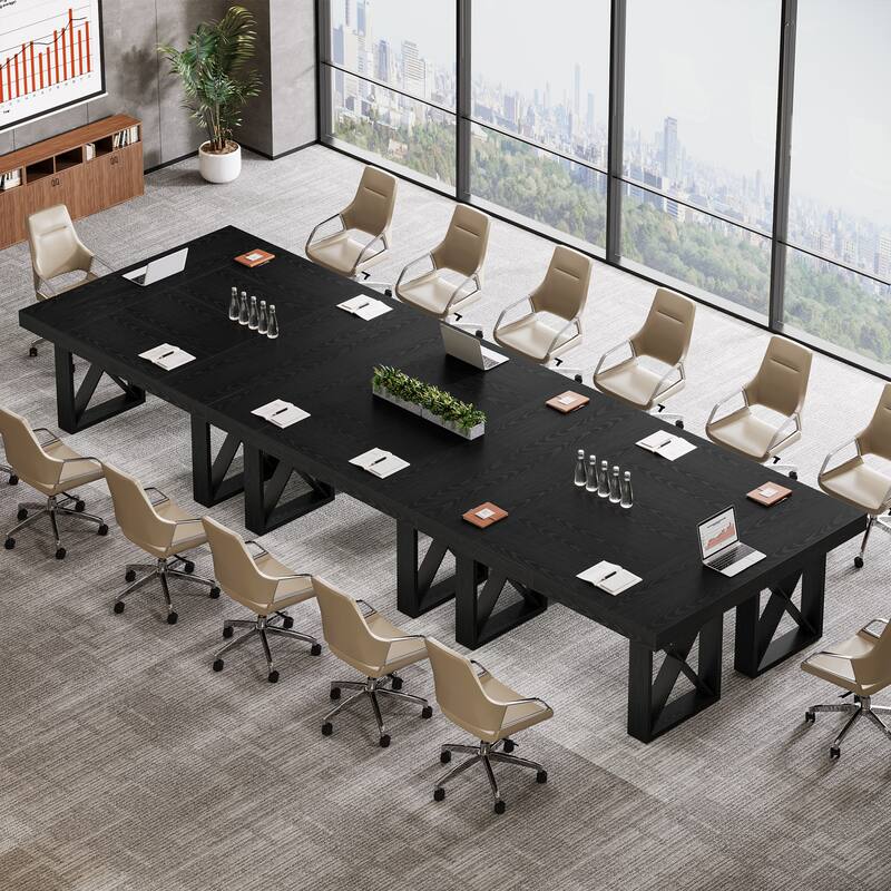 63-Inch Long Wood Conference Table, Simple Meeting Desk for Home Office & Small Team Gatherings