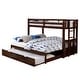 preview thumbnail 3 of 4, Twin Over Twin Bunk Bed with Trundle, Extendable Lower Bunk, Brown