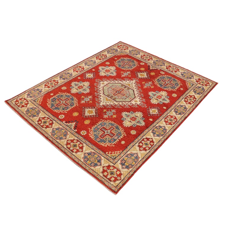 Southwestern Kazak Gabrielle Rust/Beige Wool Rug - 8'0'' x 9'8''