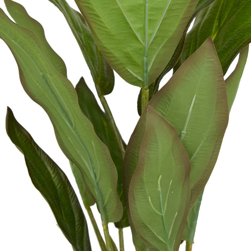 Faux Foliage Dieffenbachia Artificial Plant with Realistic Leaves and Rattan Pot - Green - Roche River Decor