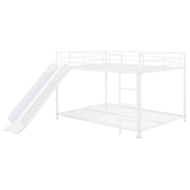 Slide-Equipped Metal Bunk with Guardrails and Detachable Ladder and Stair Options