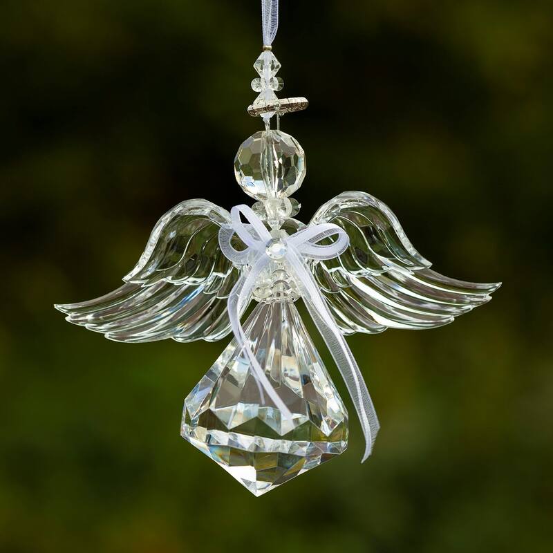 Hanging Clear Acrylic Angel Ornaments in 6 Assorted Style - 4x1x7.5