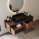 preview thumbnail 21 of 26, 48" Modern Floading Single Bathroom Vanities, Solid Wood, Glossy Stone Vessel, Brown &Light Wood - 47.6" x 19.7