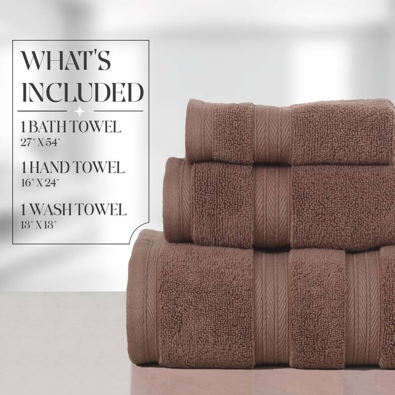 Home Weavers Elegance Essentials 550GSM Cotton Zero Twist Super Absorbent Bath Towel Set of 3