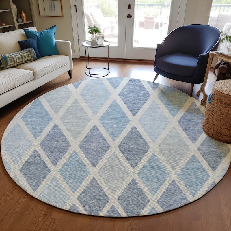 Machine Washable Indoor/ Outdoor Chantille Prism Diamond Rug