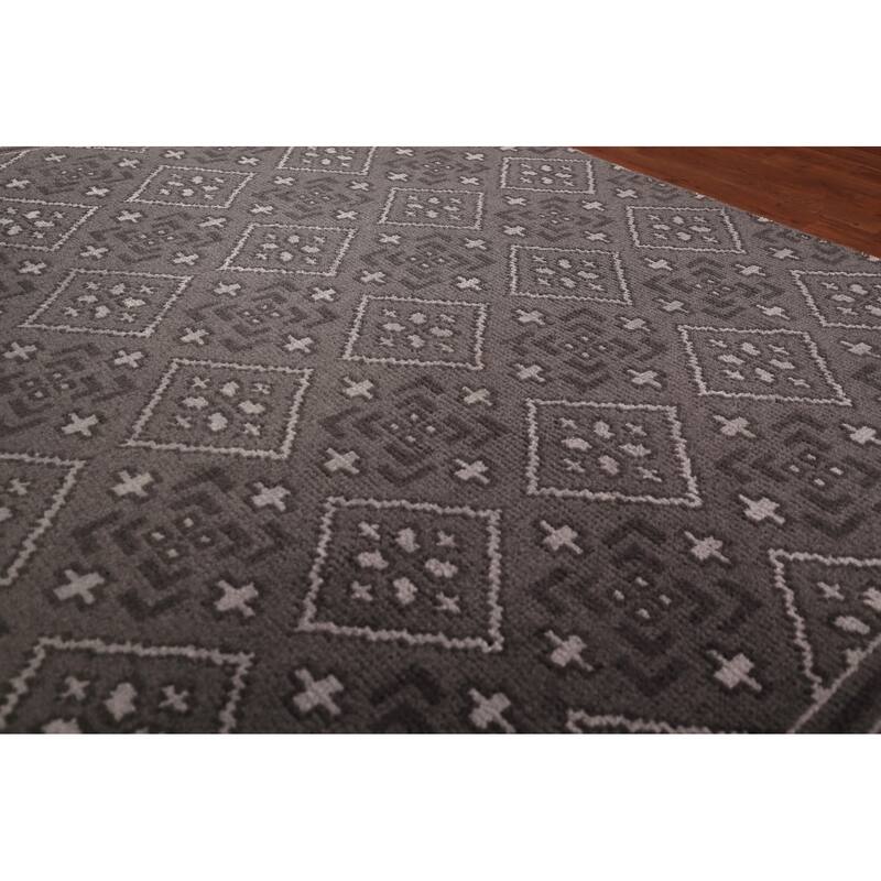 Geometric Trellis Moroccan Oriental Area Rug Hand-Knotted Wool Carpet - 5'1" x 7'11"