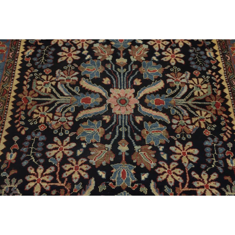 Hand Knotted Oriental 100% Wool Carpet Traditional Floral Navy Blue & Blues Lilian Area Rug - 6' 11'' X 4' 4''