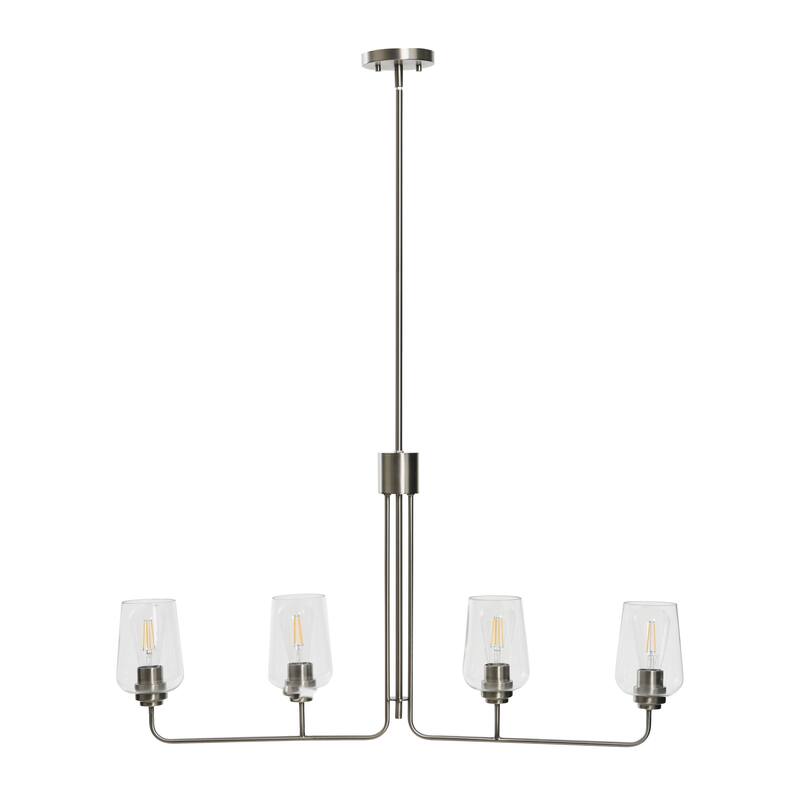 Metal and Glass 4-Light Linear Chandelier