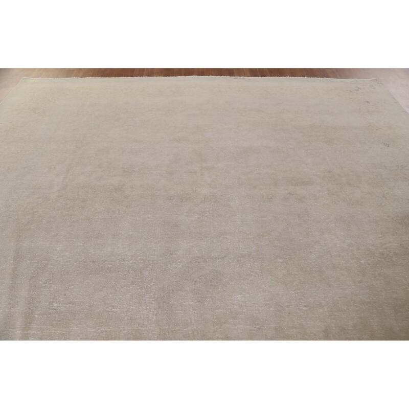 Hand Knotted Oriental 100% Wool Carpet Traditional Distressed Beige & Ivories Kashan Area Rug - 13' 0'' X 9' 4''