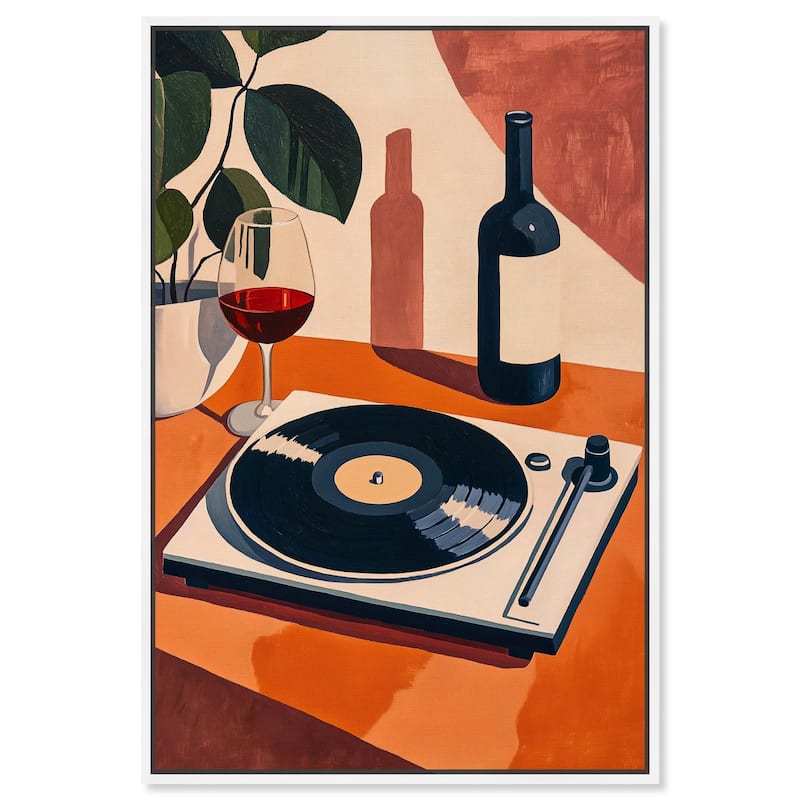 Vinyl and Wine Canvas by Art Remedy - White - 10" x 15"
