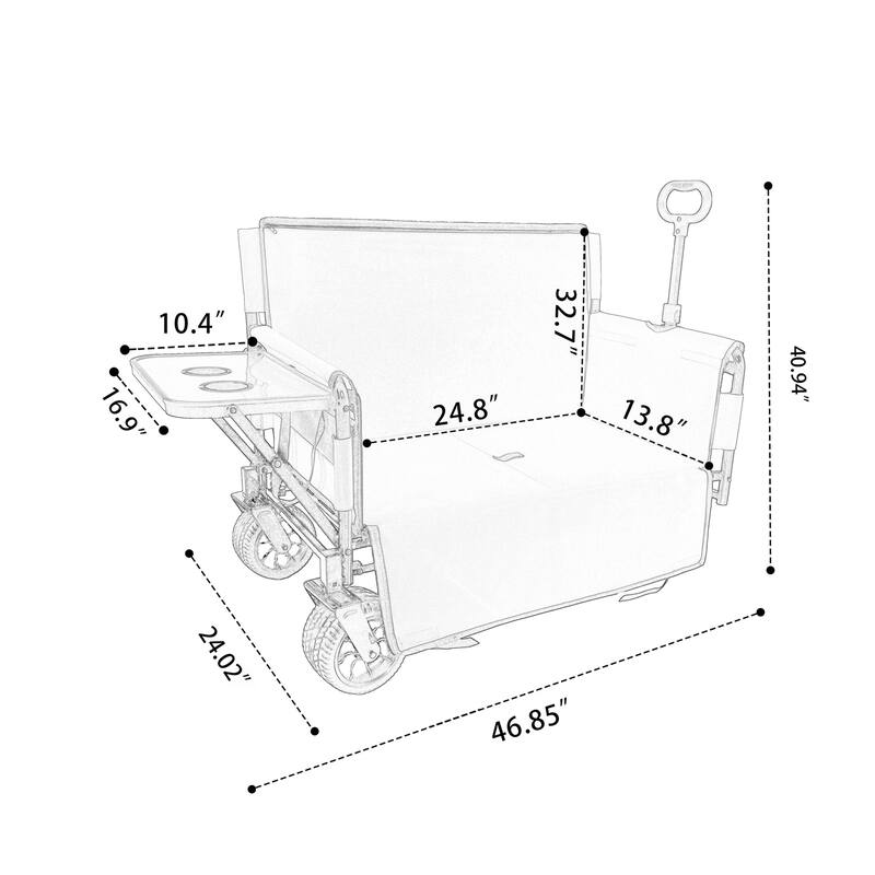 3-in-1 Convertible Folding Wagon Cart with Bench Seat & Rear-Mounted Folding Tabletop