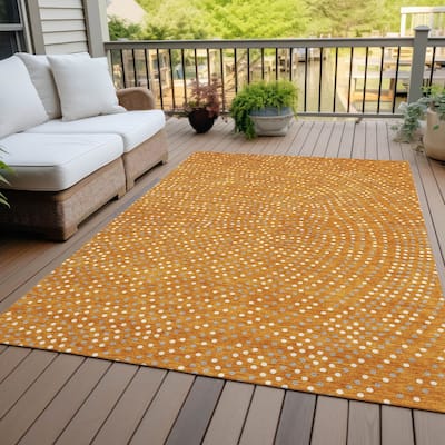 Machine Washable Indoor/ Outdoor Modern Dotty Chantille Rug