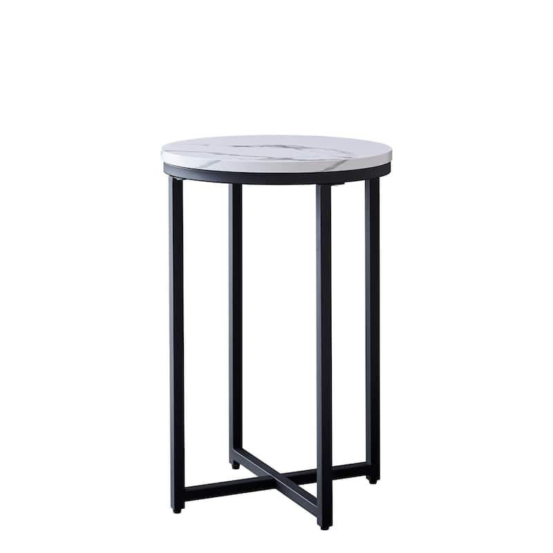 Modern Side Table with Faux Marble MDF Top