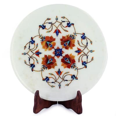 Novica Handmade Rose Mosaic Marble Inlay Plate