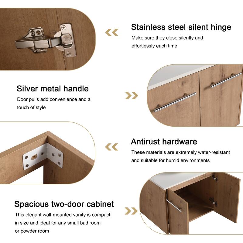 ARTCHIRLY 24"/30" Bathroom Vanity with Sink, Floating Bathroom Vanity with 2 Soft Close Doors