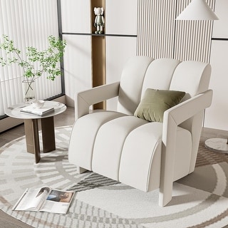 Roomfitters Modern Minimalist Leisure Armchair with L-Shaped Armrests and Polyester Upholstery