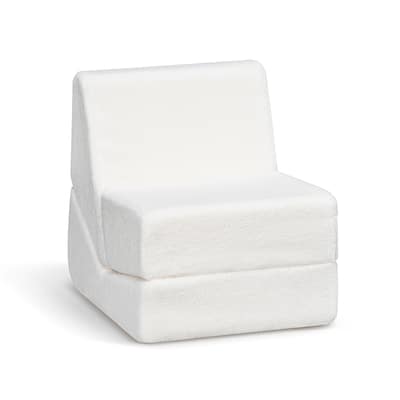 White 2-in-1 Toddler Sofa with Flip Open Lounger and Removable Washable Cover for Kids - 47.6” x 18” x 18”