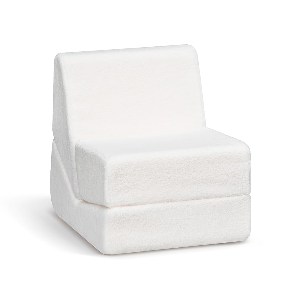 White 2-in-1 Toddler Sofa with Flip Open Lounger and Removable Washable Cover for Kids - 47.6” x 18” x 18”