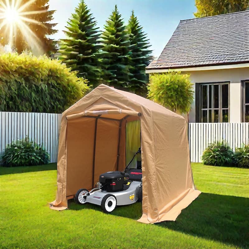 7 ft. W x 12 ft. D x 7.5 ft. H Steel Portable Carport - Sand