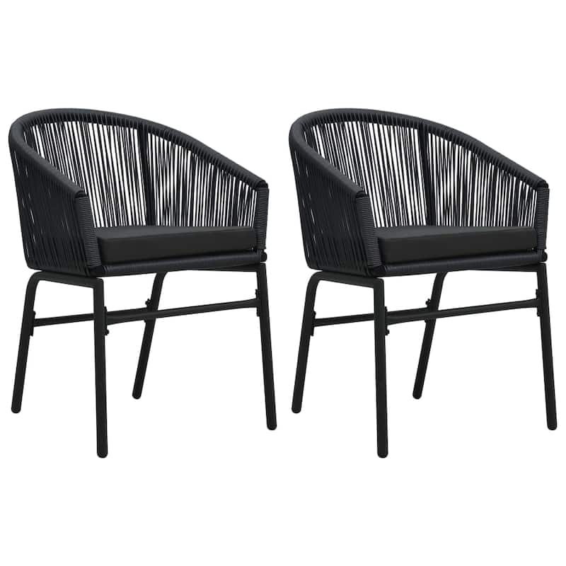 vidaXL Patio Chairs 2 Pcs Wicker Patio Dining Chair with Cushion PE Rattan