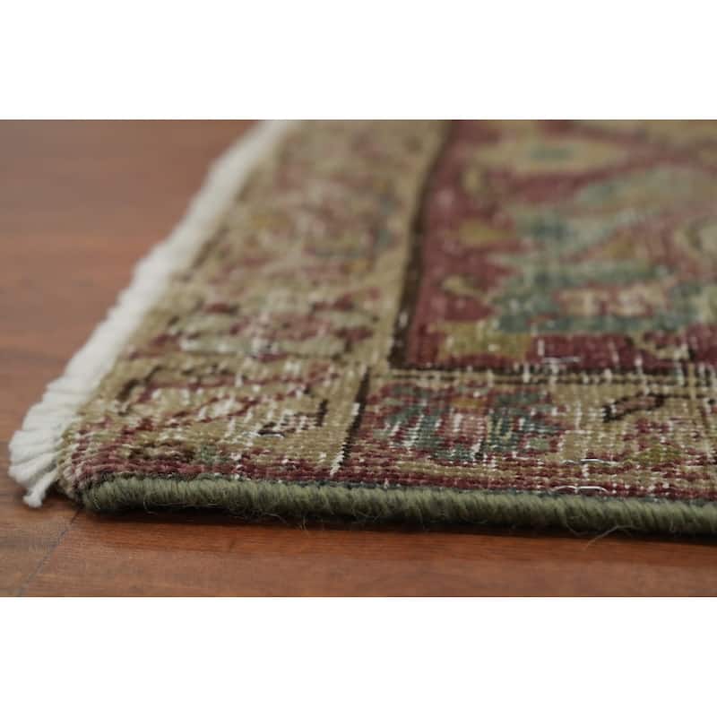 Hand Knotted Oriental 100% Wool Carpet Traditional Floral Green Tabriz Area Rug - 11' 3'' X 8' 2''