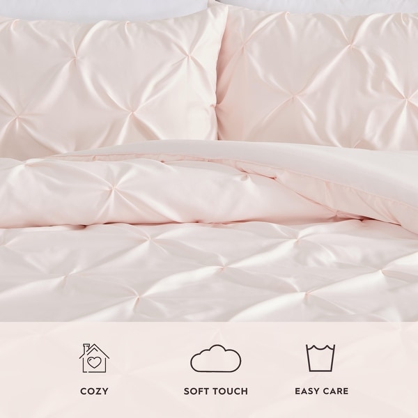 Laura Ashley Solid Satin Pintuck Reversible Comforter Set - On