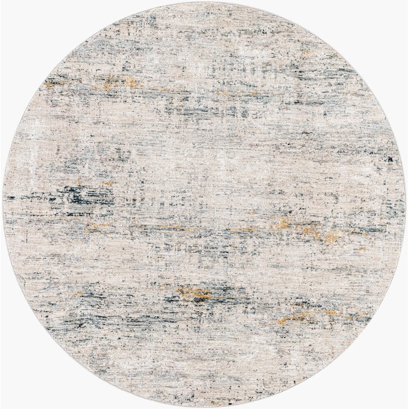 Livabliss Modern & Contemporary Laila Abstract Area Rug - 6'7" x 6'7" Round - Grey/Teal