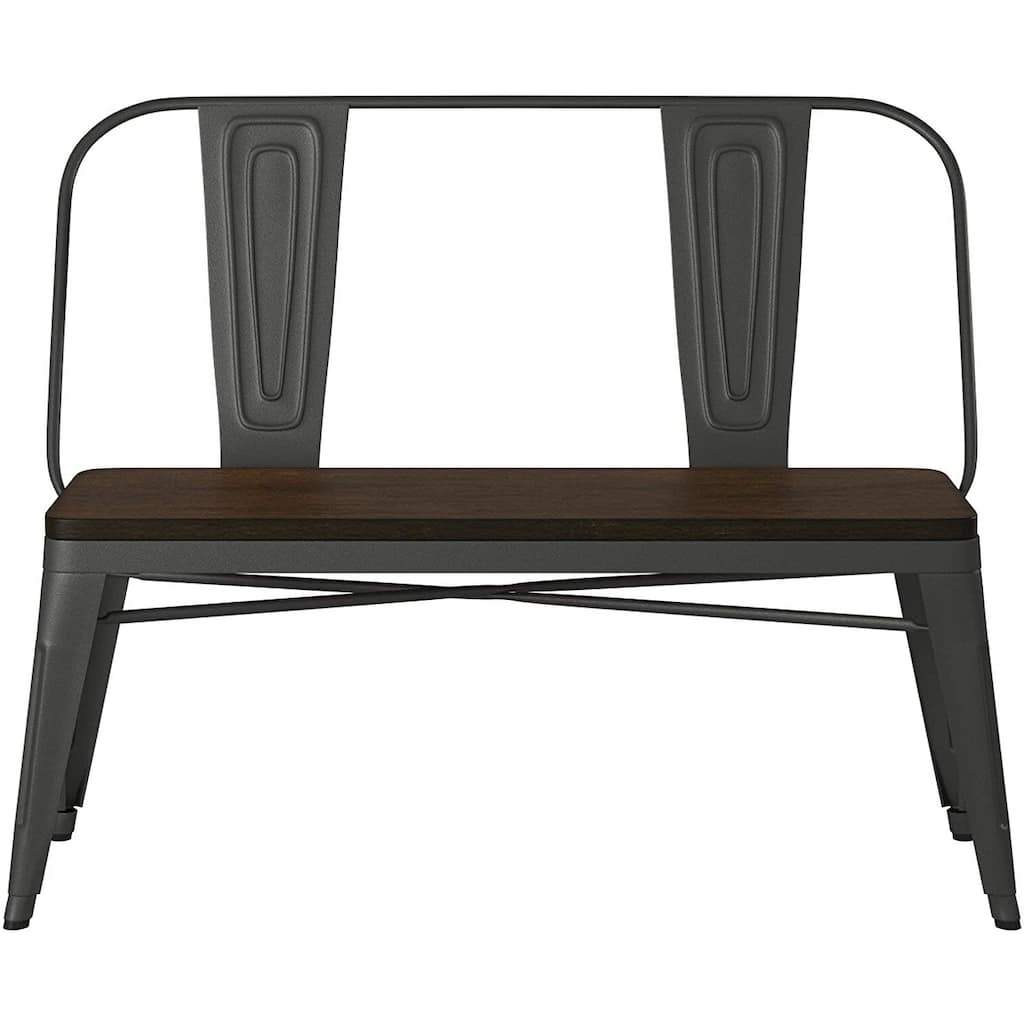 Metal Wood Top Dining Bench, Gunmetal