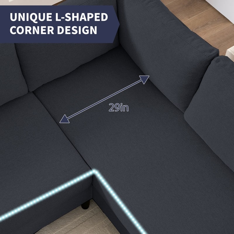 Mixoy 108" Linen Oversized Modular Sectional Sofa,L-Shaped Sectional Sofas with Side Pocket,Large 6 Seater Corner Sofa