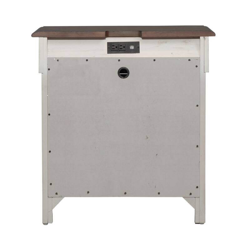 Ivy Hollow Weathered Linen 3-Drawer Night Stand with Charging Station