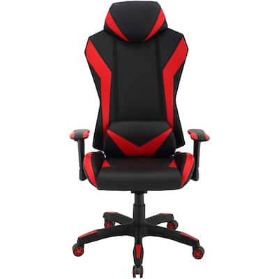 Hanover Commando Ergonomic High-Back Gaming Chair in Black and Red with Adjustable Gas Lift Seating and Lumbar Support
