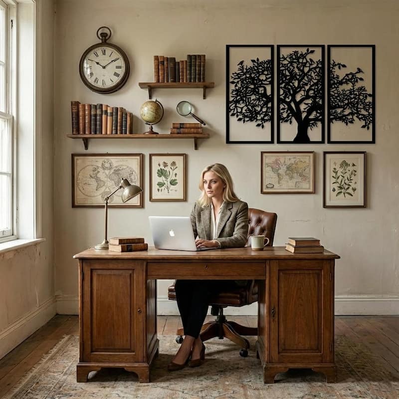 Tree of Life 3 Panels Metal Wall Decor for Home and Outside - Wall-Mounted Geometric Wall Art Decor