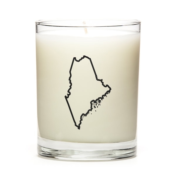 Custom Candles with the Map Outline Maine, Eucalyptus