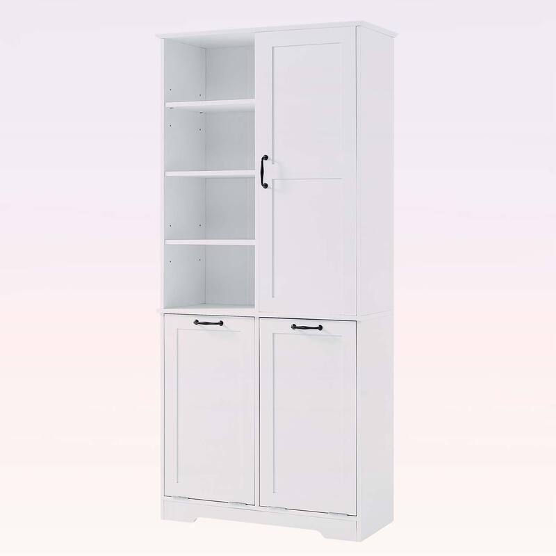 Stylish and Functional Bathroom Storage Cabinet with Doors,Drawers,Tilt-Out Laundry Hamper
