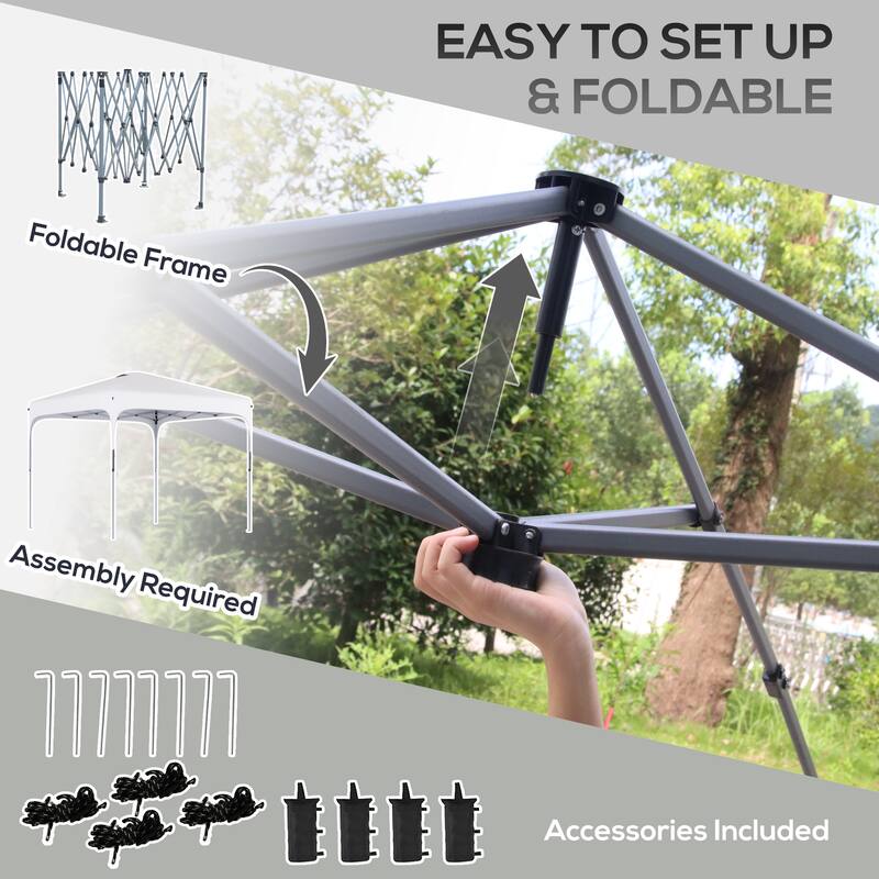 Outsunny Pop Up Gazebo, Foldable Canopy Tent with Carry Bag with Wheels and 4 Leg Weight Bags for Outdoor Garden Patio Party