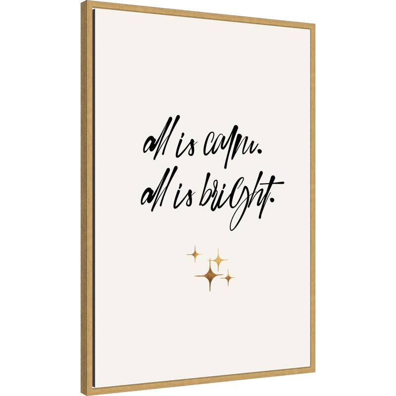 All Is Bright by Eins Kubistika (23 x 33 in.), Framed Canvas Wall Art Print - Sylvie Bright Gold