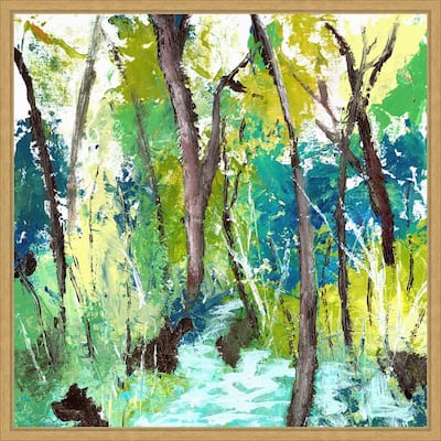 Turquoise Forest by Elan Studios Framed Canvas Wall Art Print - Sylvie Bright Gold