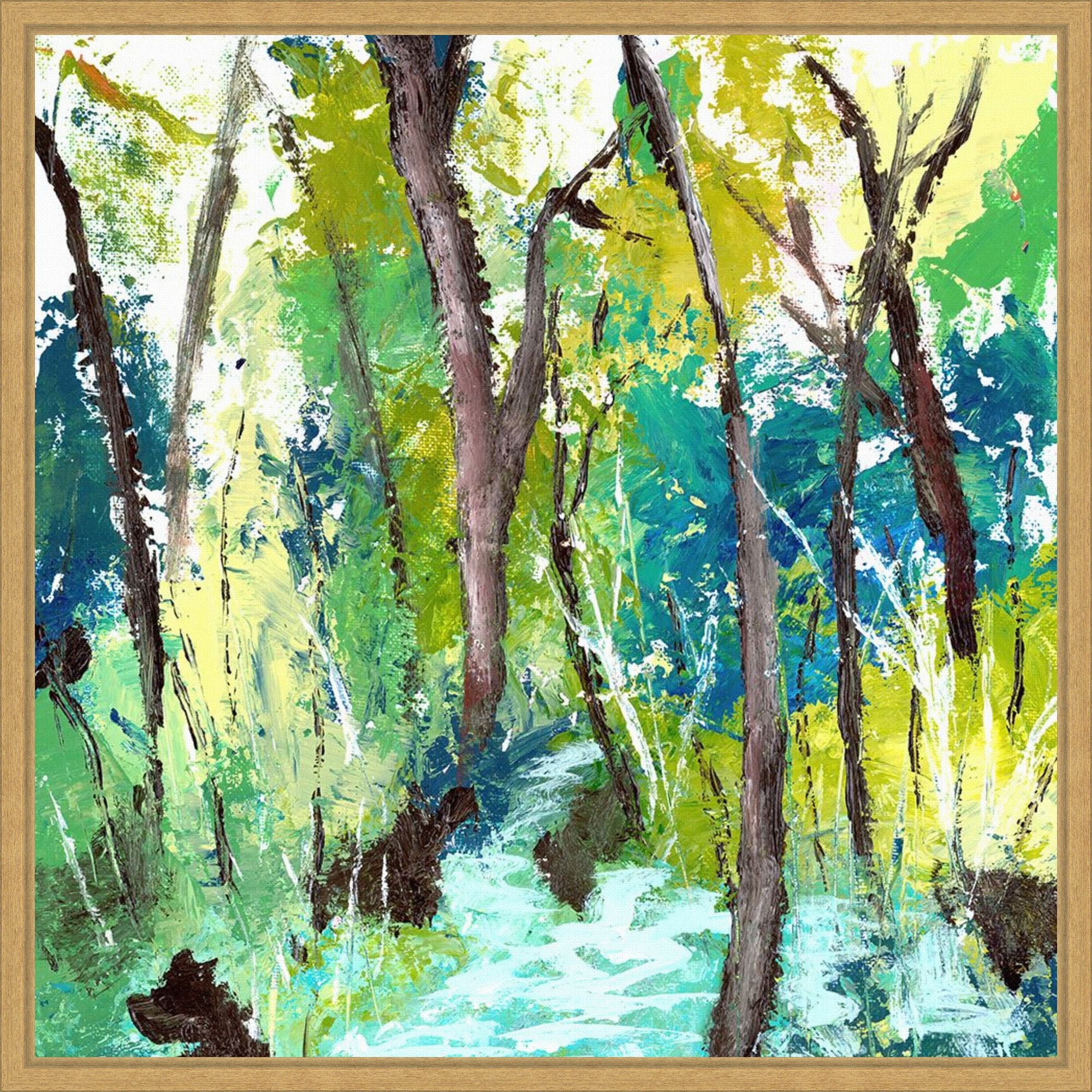 Turquoise Forest by Elan Studios Framed Canvas Wall Art Print - Sylvie Bright Gold