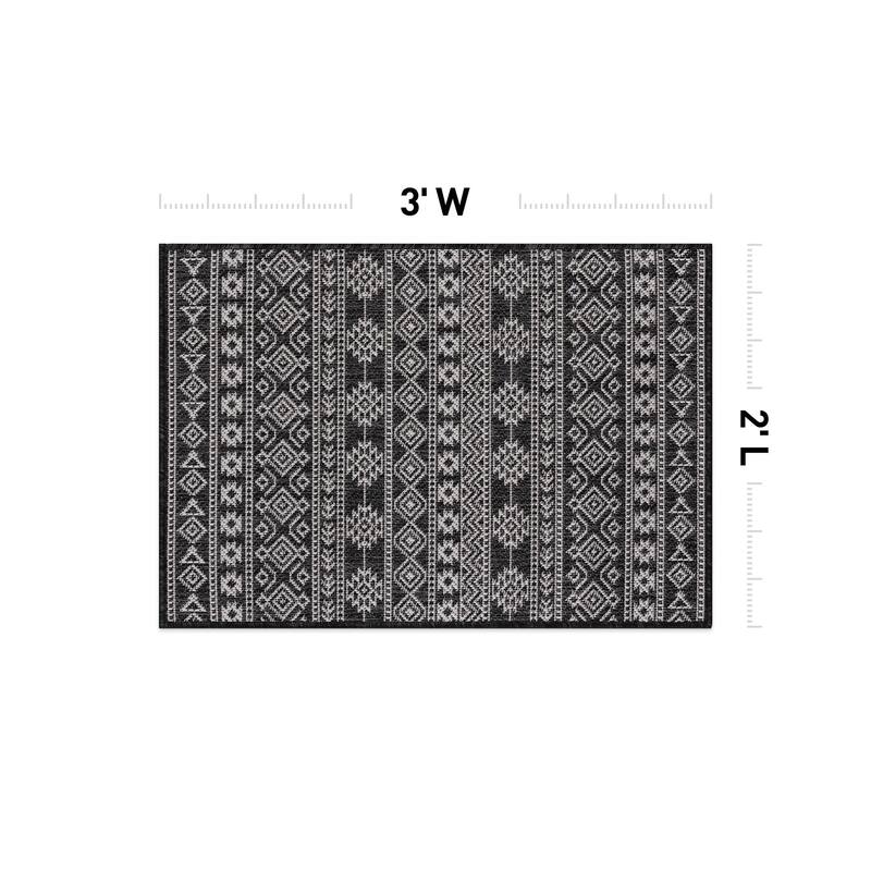World Rug Gallery Geometric Boho Textured Flat Weave Indoor/Outdoor Area Rug