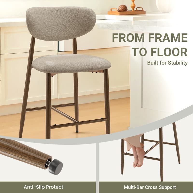 RENEWLINE 25 Inch Bar Stools with Backrest, Mid-Century Modern Counter Height Stools for Kitchen Island