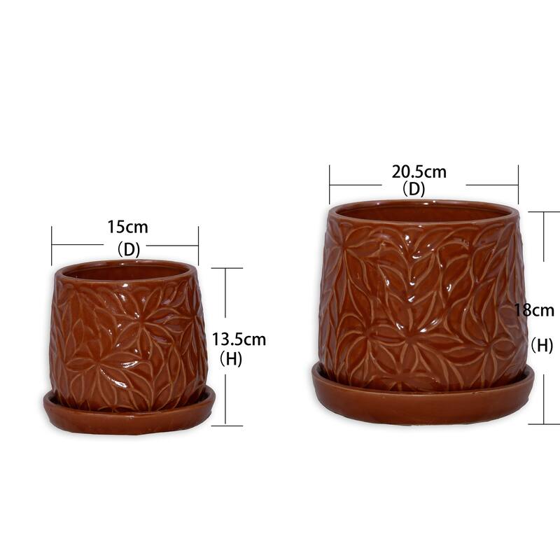 Ceramic Planters with Drainage Hole - Frost Proof Indoor Outdoor Flower Pots, 2pc