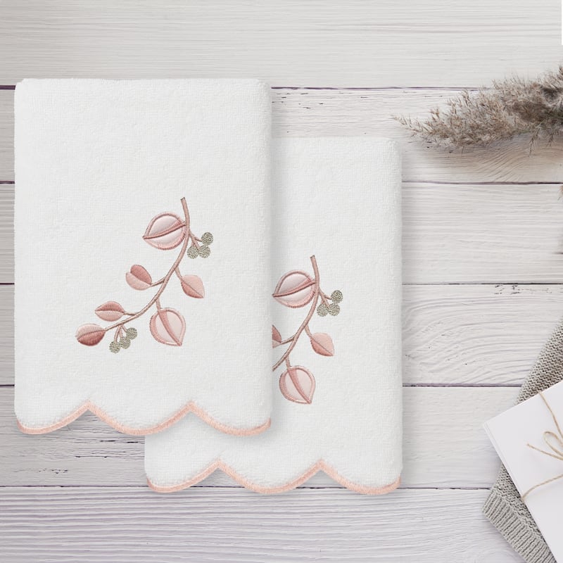 Authentic Hotel and Spa 100% Turkish Cotton WILD BRANCH Scallop Embellished Towel Collection