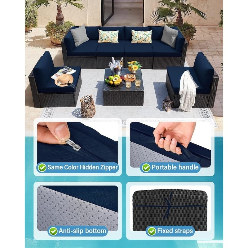 WINSOON 14 Piece Outdoor Furniture Replacement Cushions,Patio Seat Cushions