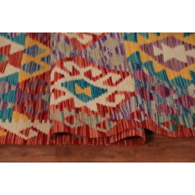 Kilim Oriental Area Rug Hand-Woven Living Room Wool Carpet - 8'2"x 9'6"